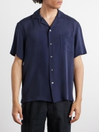Thom Sweeney - Camp-Collar Silk Shirt - Blue