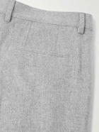 Brunello Cucinelli - Straight-Leg Pleated Cotton and Cashmere-Blend Suit Trousers - Gray