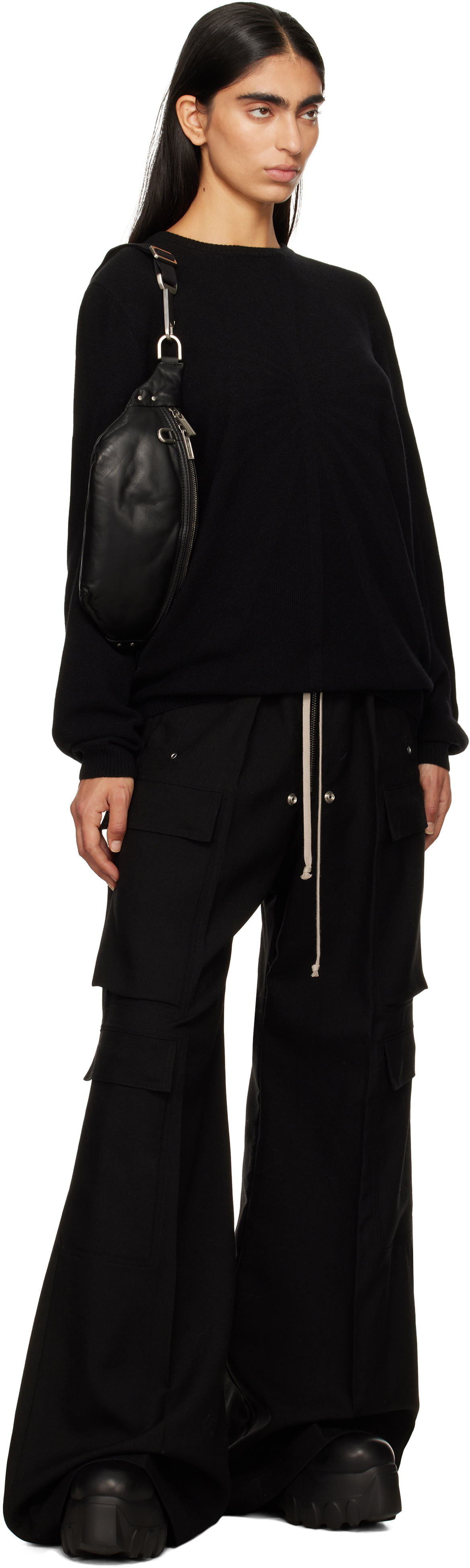 Rick Owens MONCLER 24AWカシミヤ　コラボ ニット　セーター Rick Owens Moncler + Rick Owens Black Wool and Cashmere Sweater