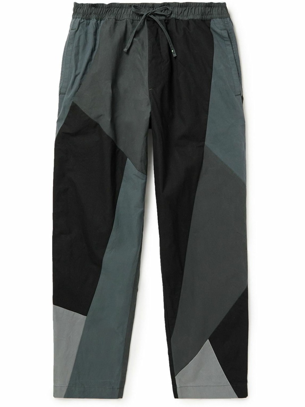 Photo: YMC - Alva Straight-Leg Patchwork Waxed-Cotton Drawstring Trousers - Gray