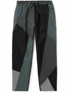 YMC - Alva Straight-Leg Patchwork Waxed-Cotton Drawstring Trousers - Gray