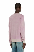 Diesel Treated cotton jumper with slogan - Knitwear Mens in Violet