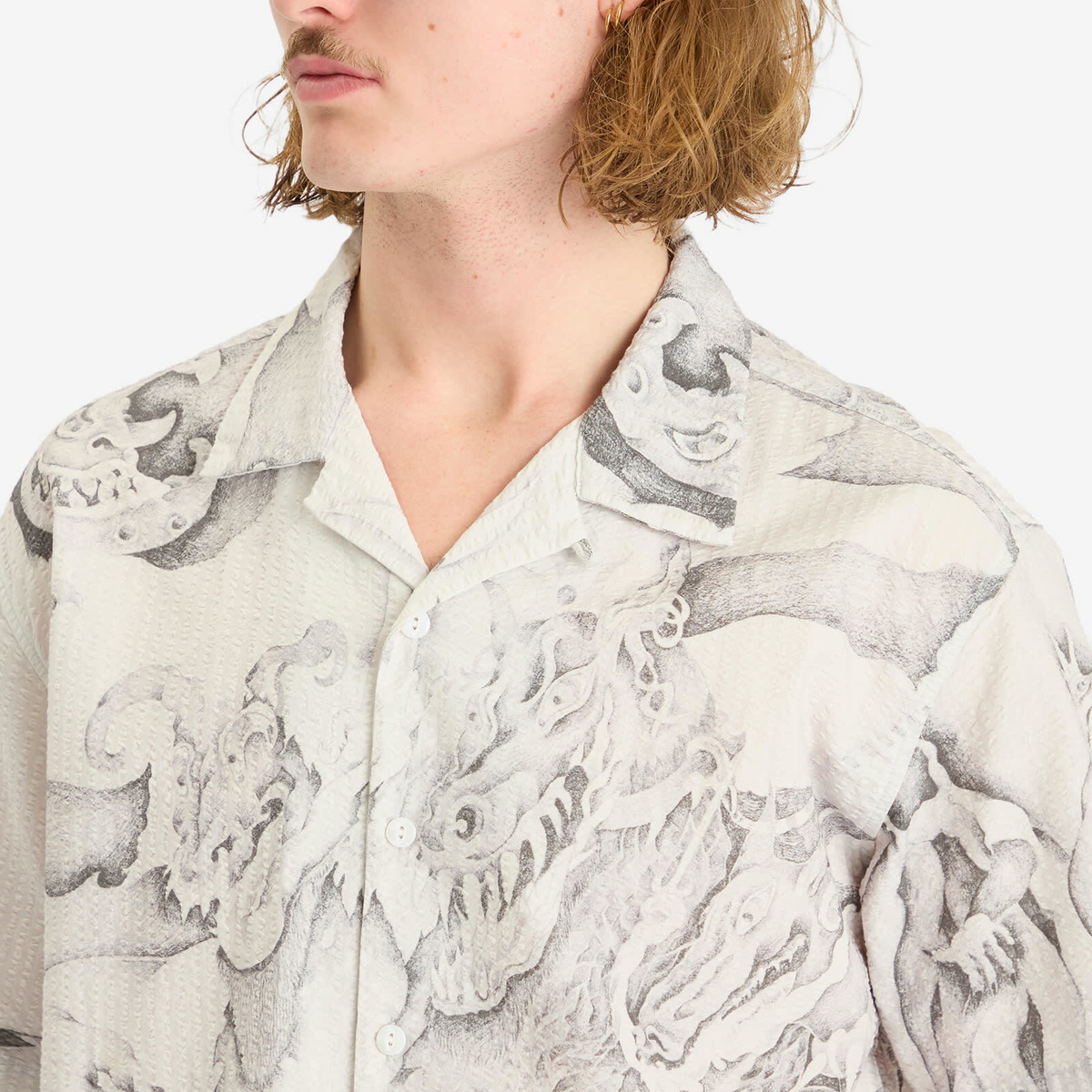 Brain Dead Men's Dragonspeaker Seersucker Vacation Shirt in