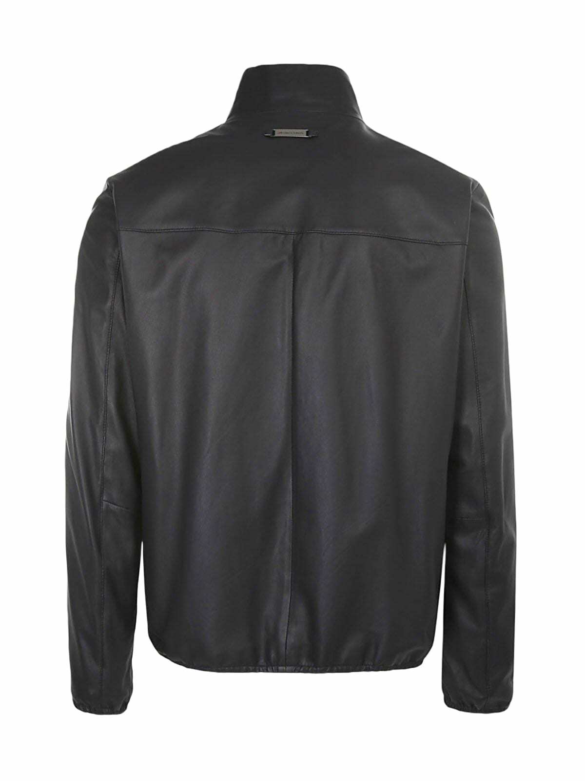 Emporio Armani Zip-up Long Sleeved Leather Jacket