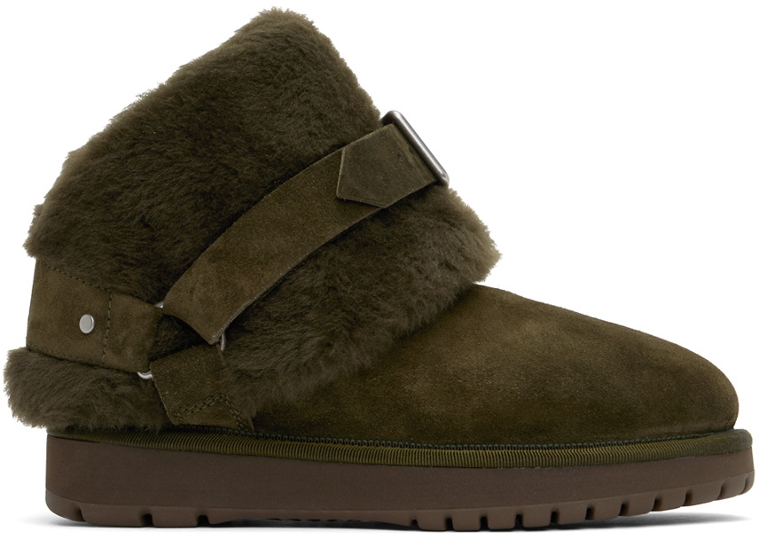 Burberry Green Suede Shearling Chubby Boots Burberry