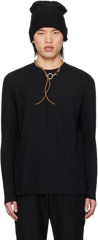 Photo: DEVOA Black Crewneck Long Sleeve T-Shirt