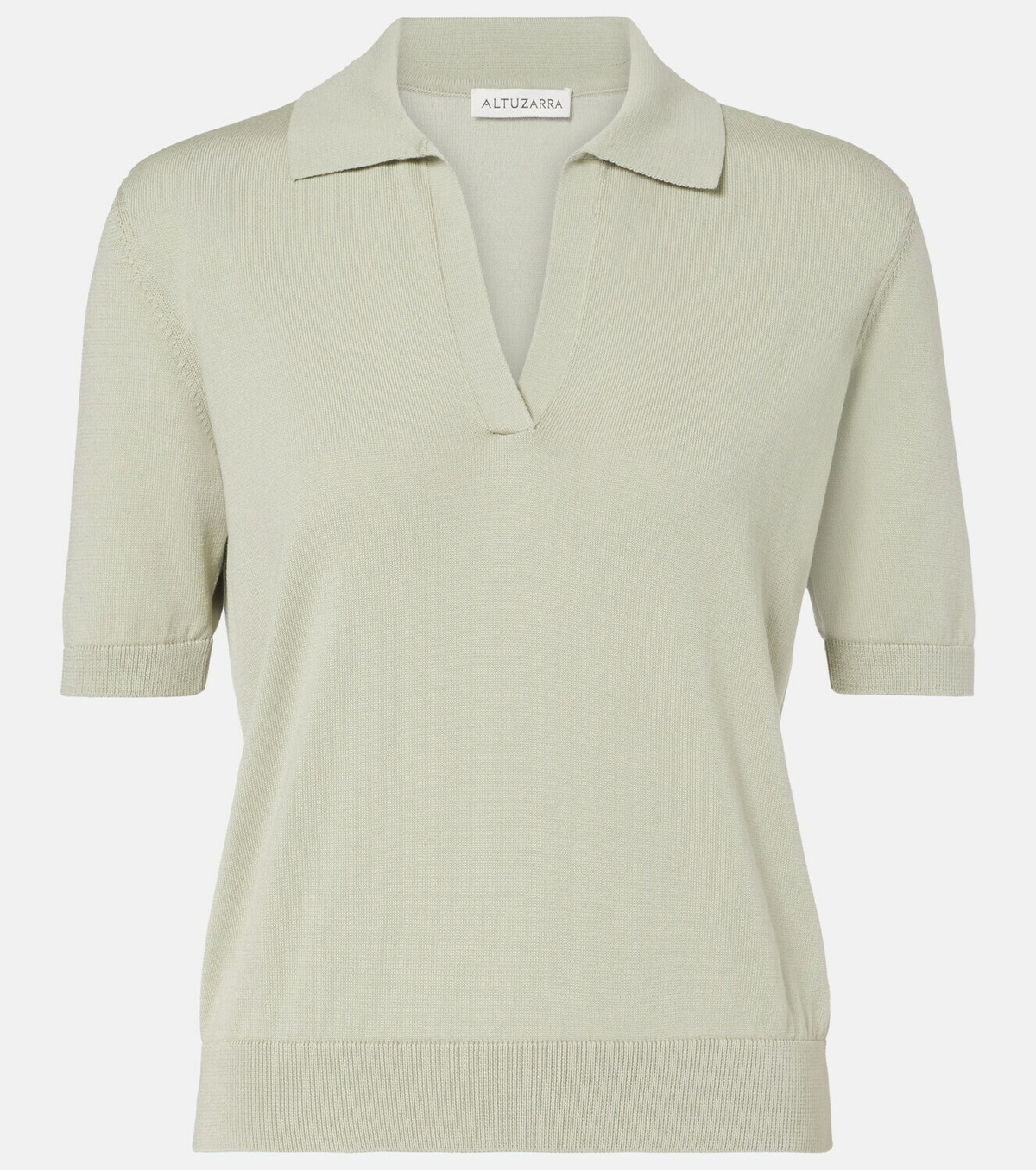 Altuzarra Clay cropped cotton and silk polo shirt