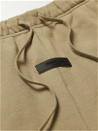 FEAR OF GOD ESSENTIALS - Straight-Leg Logo-Flocked Cotton-Blend Jersey Drawstring Shorts - Brown
