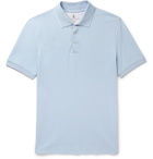 Brunello Cucinelli - Contrast-Tipped Cotton-Piqué Polo Shirt - Blue