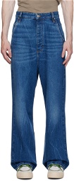 AMI Alexandre Mattiussi Blue Baggy Fit Jeans