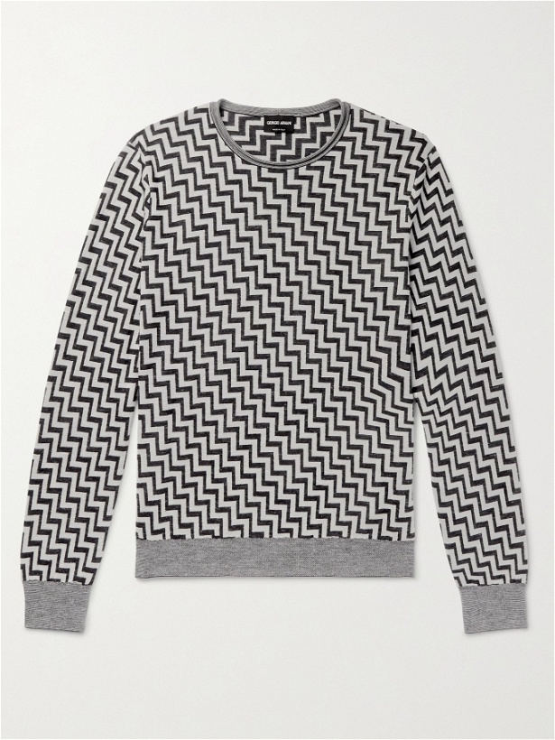 Photo: GIORGIO ARMANI - Intarsia Silk, Cashmere and Linen-Blend Sweater - Multi - IT 50