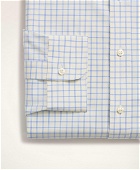 Brooks Brothers Men's Stretch Madison Relaxed-Fit Dress Shirt, Non-Iron Poplin Button-Down Collar Grid Check | Yellow/Blue