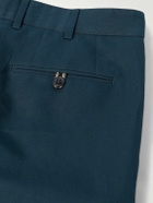 Brioni - Pienza Slim-Fit Straight-Leg Pleated Linen and Cotton-Blend Twill Shorts - Blue