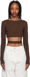 ANDREĀDAMO Brown Cutout Long Sleeve T-Shirt