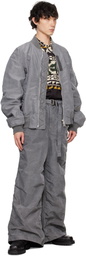 sacai Gray Garment Dye Nylon Twill Bomber Jacket