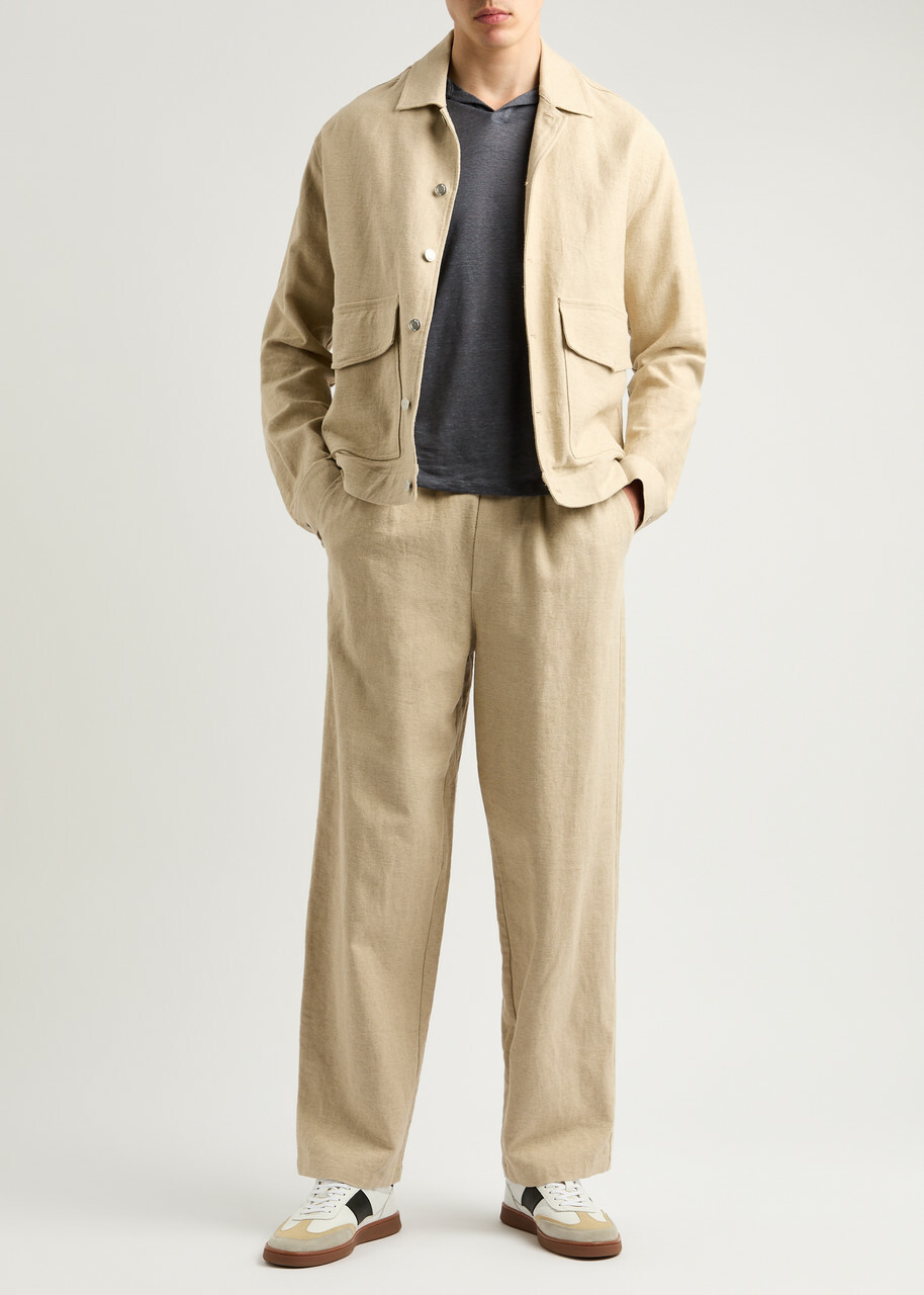Paige Shelton Linen Polo Shirt Blue