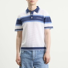 Casablanca Men's Mesh Stripe Polo in Blue