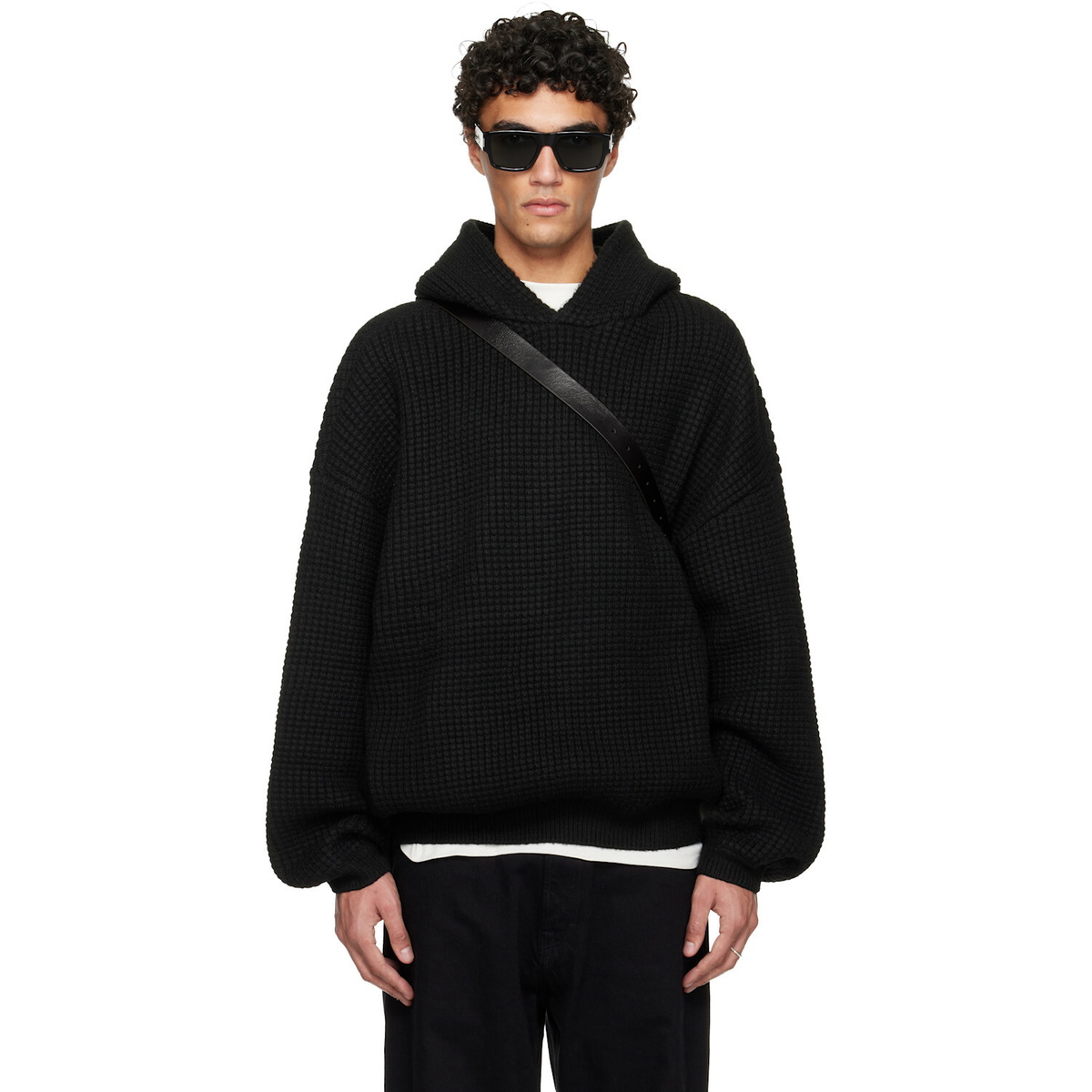 Fear of God ESSENTIALS Black Holiday Heavy Waffle 90s Hoodie