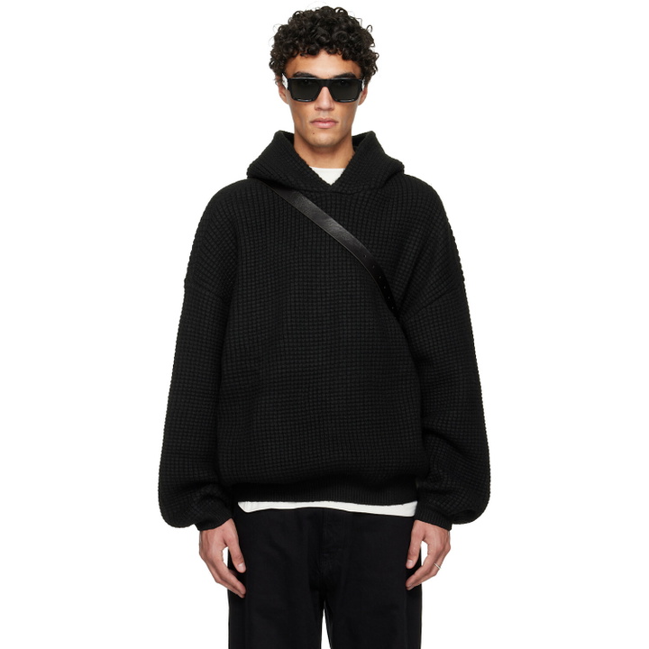 Photo: Fear of God ESSENTIALS Black Holiday Heavy Waffle 90s Hoodie