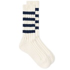 decka Heavyweight Stripe Sock in Ivory/Navy