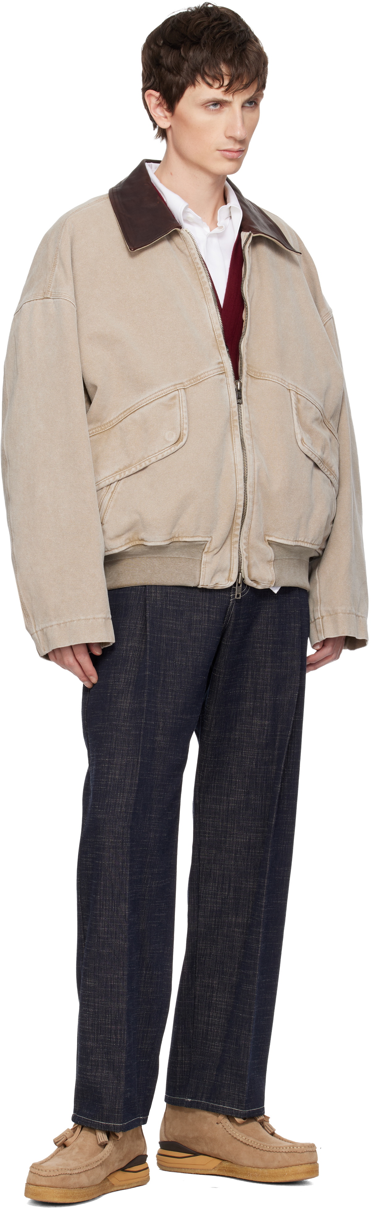 WOOYOUNGMI Navy Pinched Seam Jeans