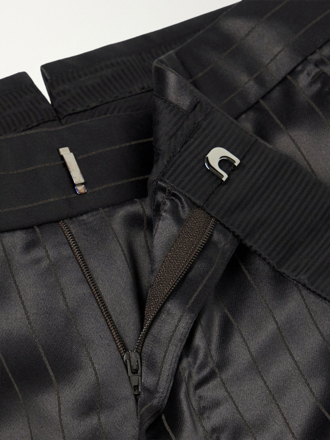 TOM FORD - Straight-Leg Pinstriped Satin Suit Trousers - Black