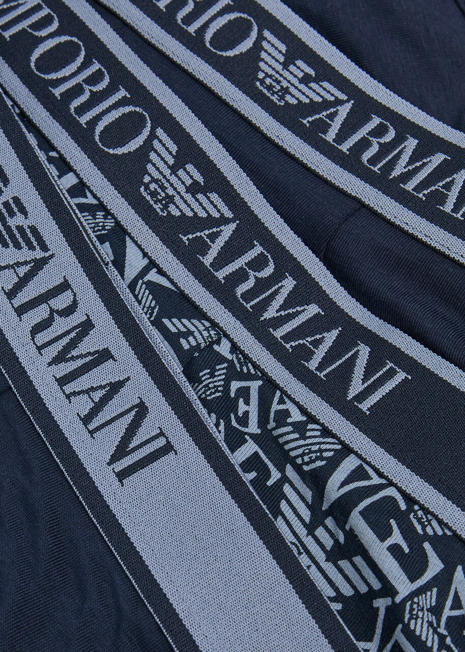 Emporio Armani Logo-jacquard Stretch-cotton Trunks set of Three Blue