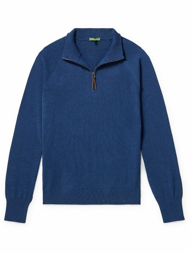 Photo: Sid Mashburn - Cotton Half-Zip Sweater - Blue
