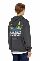 Diesel Cotton hoodie with flocked graphics - Sweaters Mens in Grey