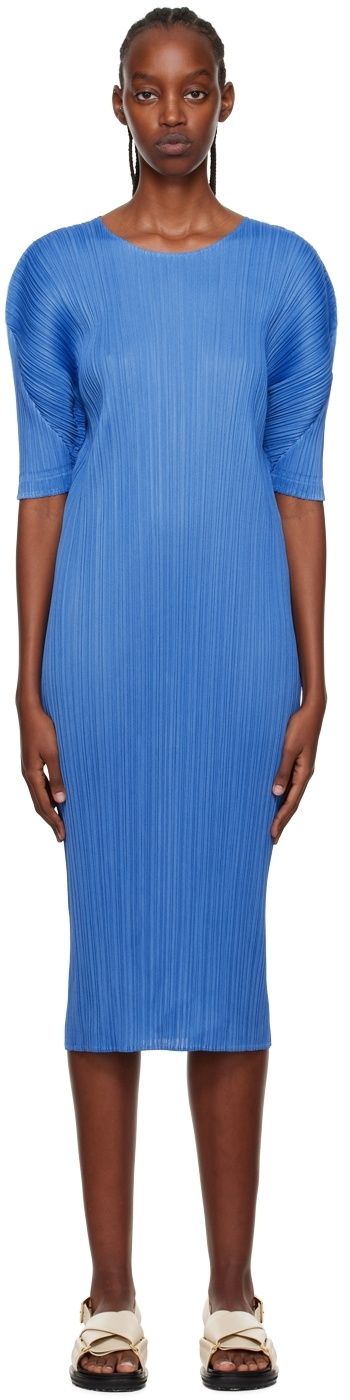 Pleats Please Issey Miyake Monthly Colors:March Sleeveless Dress - Blue