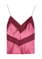Loveshackfancy Brimsley Lace-trim Silk Camisole top Dark Pink