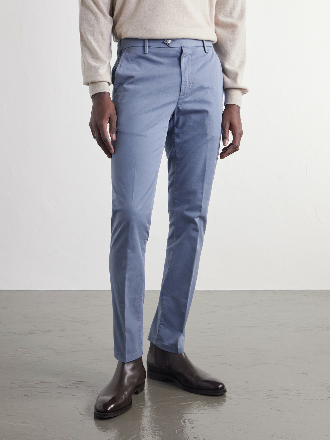 Canali - Straight-Leg Stretch-Cotton Twill Trousers - Blue