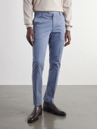 Canali - Straight-Leg Stretch-Cotton Twill Trousers - Blue