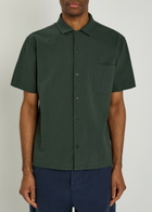 Ymc Malick Textured Stretch-cotton Shirt Dark Green