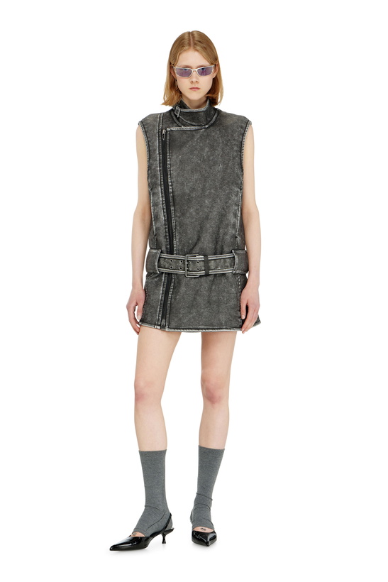 Photo: Diesel Biker-style mini dress with belt - Dresses Womens in Grey