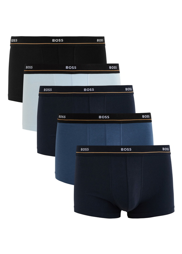 Photo: Boss Logo-jacquard Stretch-cotton Boxer Trunks set of Five Multicoloured