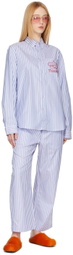 Thames MMXX Blue & White Cotton Stripe PJ Shirt