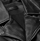 AMIRI - Cropped Distressed Leather Biker Jacket - Black