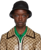 Gucci Black Lambskin Cloche Beach Hat