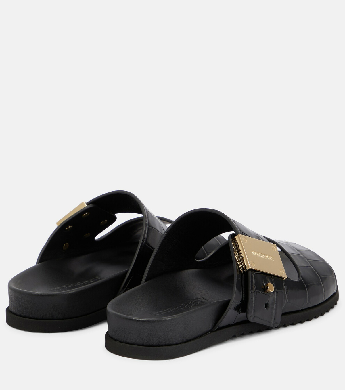 BURBERRY Logo Leather Sandals | Black Women's Sandals | YOOX