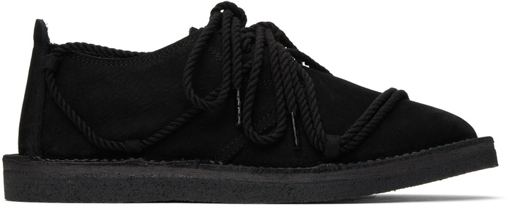 Photo: Y's Black Nubuck Leather Random Rope Loafers