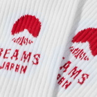 BEAMS JAPAN Logo Sock in White/Red