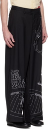 KidSuper Black Circus Sketch Baggy Trousers