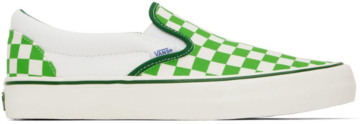 Photo: Vans SSENSE Exclusive Collaboration Green & White Classic Slip-On VR3 L Sneakers