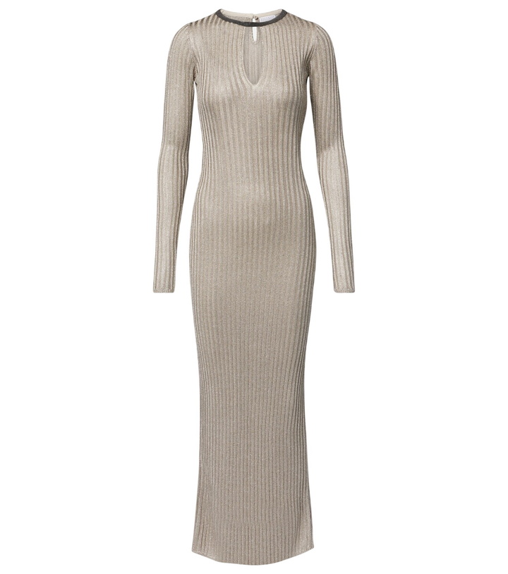 Photo: Brunello Cucinelli Monili ribbed-knit lamé maxi dress