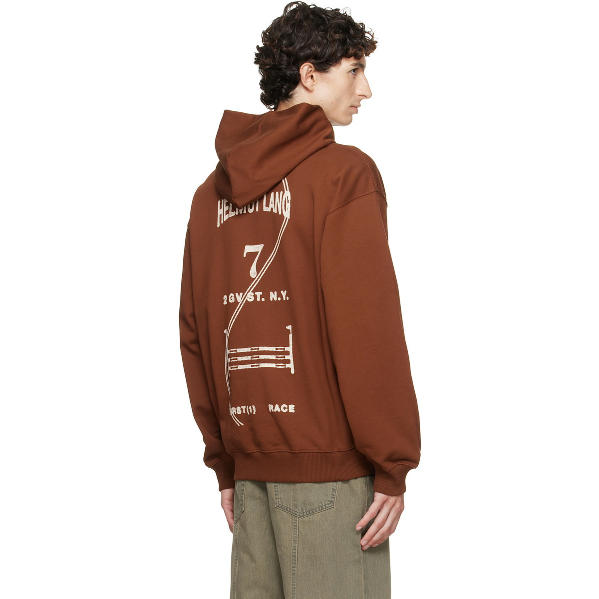 Helmut Lang Brown Ticket Logo Hoodie