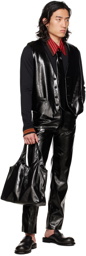 Anna Sui SSENSE Exclusive Black Faux-Leather Tie