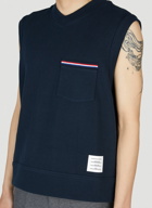 Thom Browne Logo Patch Tank Top male Navy