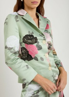 Bernadette Elle Floral-print Satin Jacket Green