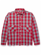 SAINT Mxxxxxx - Distressed Checked Cotton-Flannel Shirt - Red